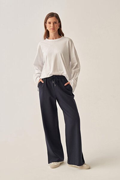 ALLDAY Navy Blue Lycra Sweatpants with Slits