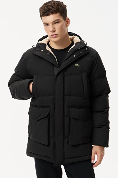 Lacoste Down Fill Mens Jacket Fixed Hooded Goose down Men's Coat Black