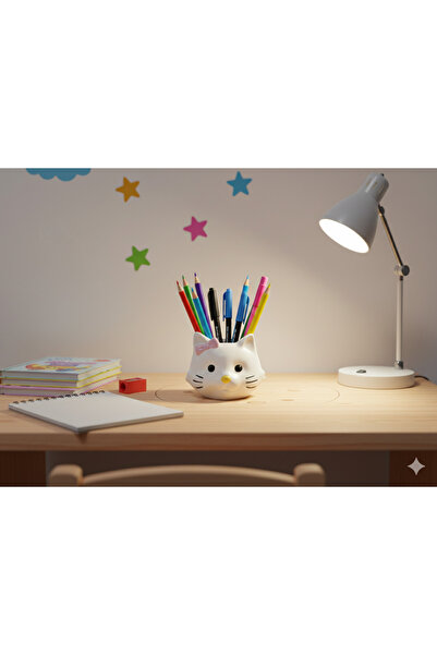 MK DECO STUDIO Kalemlik, Kedicik Çocuk Kalemliği, Masa üstü Kalemlik