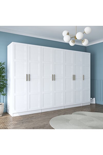 Rani Mobilya Rani BA193 Membran Kapaklı Gardırop 12 Raflı 3 Askılı 7 Kapaklı ...