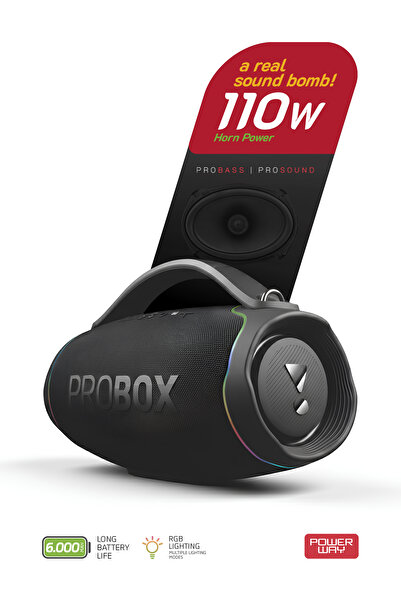 POWERWAY Probox 110W Güç Usb Hafıza Kartı Aux Fm Led Işıklı Bluetooth Hoparlö...