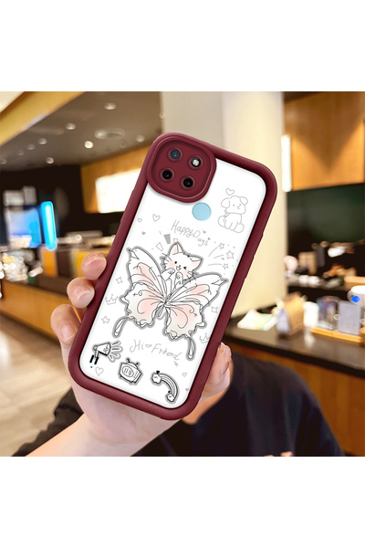 Hontinga حافظة هاتف من مادة السيليكون بنمط الفراشة متوافقة مع هاتف Realme C21...
