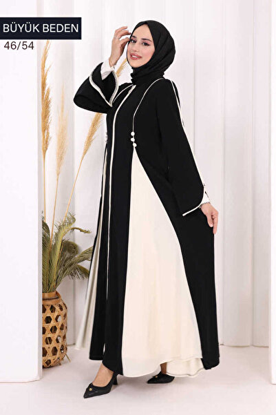 Bym Fashion Biyeli Fermuarlı Ferace 7050-1 Siyah