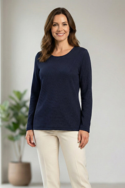 YXL COLLECTION Women's Plus Size Lycra Crew Neck Honeycomb Textured Soft Swea...