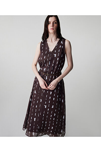 İpekyol Desenli keten elbise