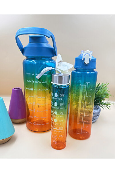 Generic 3.5 L Set of 3 Transparent Motivational Water Bottles 2Lt+900Ml+600Ml...