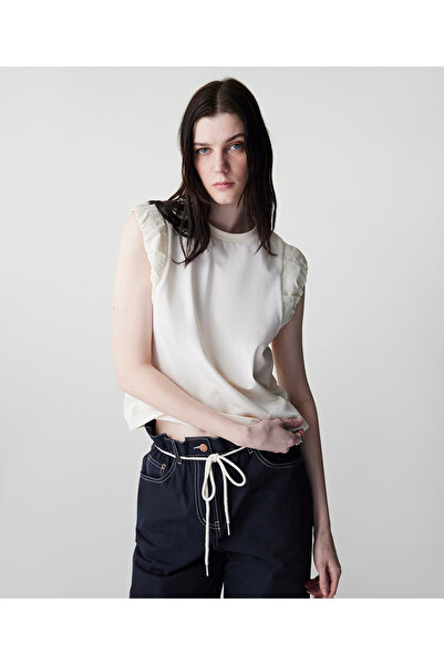 İpekyol Büzgülü kumaş mix tişört