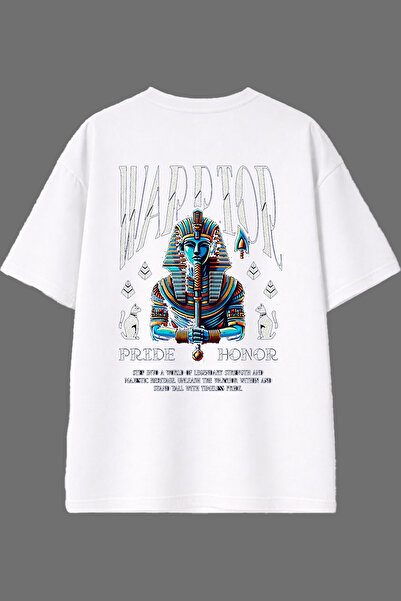 VSRN Μπλουζάκι Happ Tasarım με στάμπα στην πλάτη, λευκό, oversized