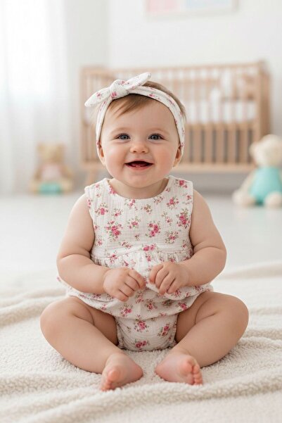 Necix's Kız Bebek Natural Çiçekli 2li Romper Tulum