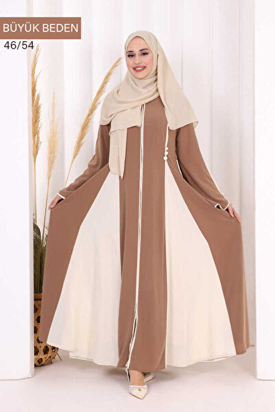 Bym Fashion Biyeli Fermuarlı Ferace 7050-1 Taba