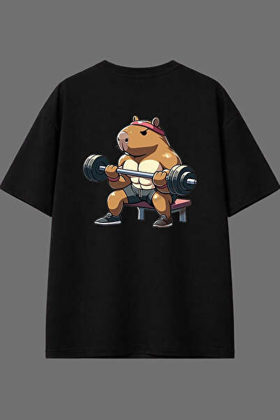 VSRN تي شيرت هالترسر كابيبارا 1 بتصميم مطبوع من الخلف باللون الأسود مقاس كبير