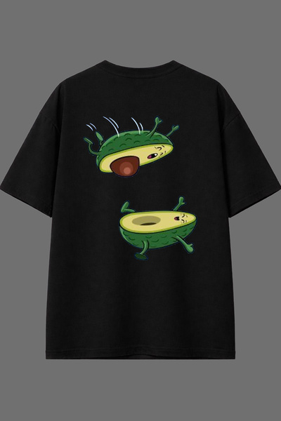 VSRN Μπλουζάκι με σχέδιο Sweet Avocado και στάμπα στην πλάτη, μαύρο, oversized