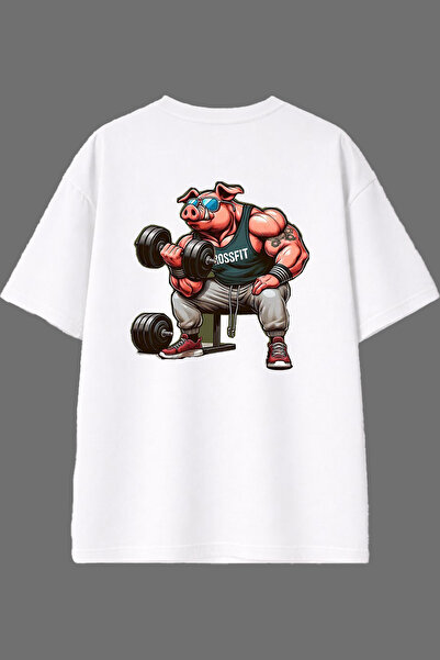 VSRN تي شيرت أبيض كبير الحجم بتصميم كاسلي بورن وطباعة خلفية