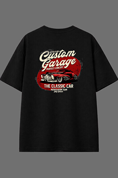 VSRN Tricou negru oversize cu imprimeu pe spate Garage Design