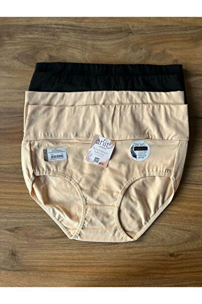 Anıt Women's Wide Edge Gathering Panties 4-Pack Black-Nude Color
