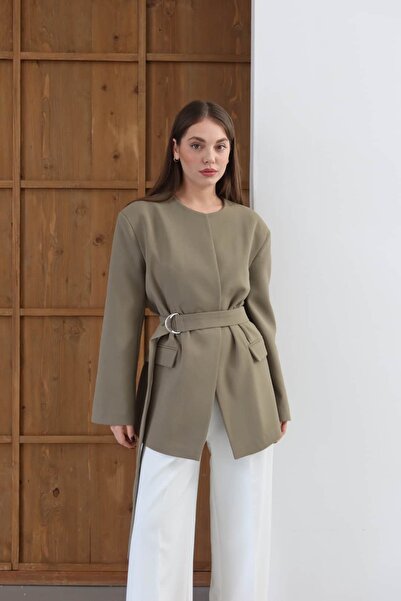 lidyasara Kadın Halka Tokalı Kemerli Blazer Ceket