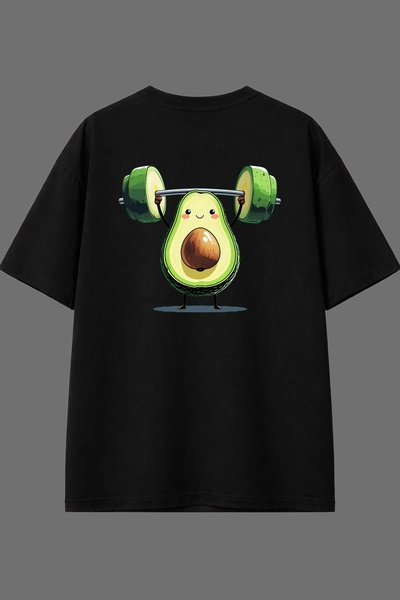 VSRN Tricou oversize negru cu imprimeu pe spate, design Avocado, pentru halte...