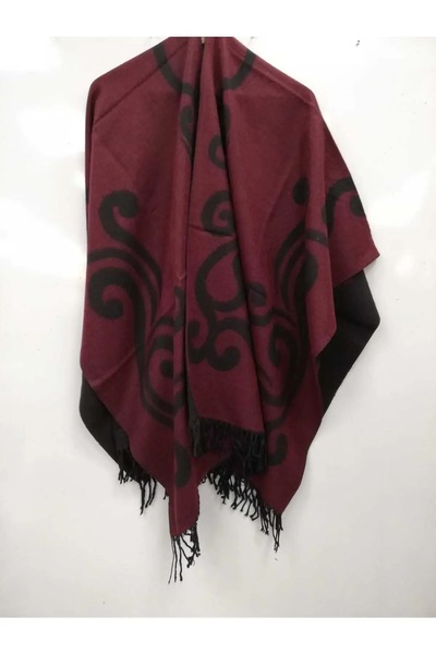 Rora Women's Gray Double-Sided Shoulder Shawl Poncho