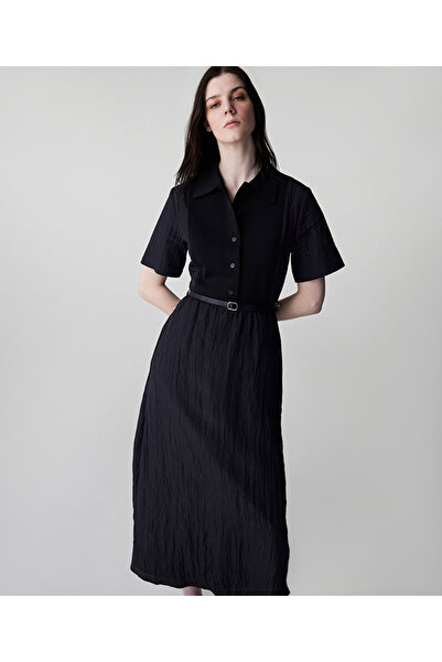 İpekyol Kemerli triko mix elbise