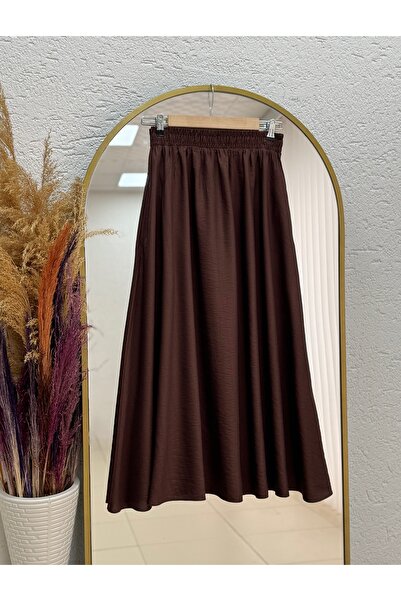 MİHRA STORE Melista Double Pocket Strawberry Flared Skirt-Mt7902 Brown