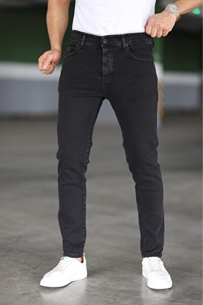 MODAMESTO Men's Anthracite Slim Fit Lycra Jean Trousers