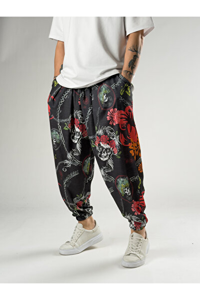 COCOPELLI Skull Patterned Pleated Men's Half Shalwar Coc2827