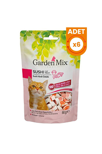 Gardenmix Garden Mix Kuzulu Sushi Düşük Yağlı Şekersiz Kedi Ödül Maması 6 Ade...