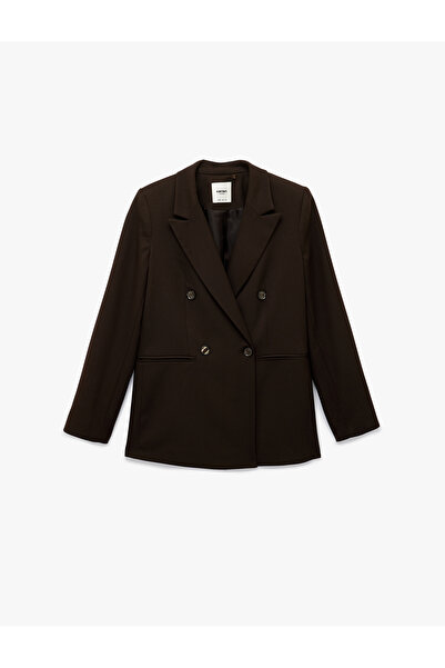 Koton Buttoned Long Sleeve Double-Breasted Blazer Jacket with Pockets