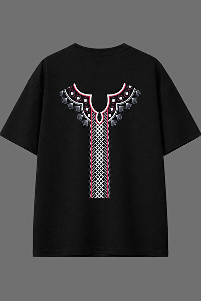 VSRN Tricou oversize negru cu imprimeu pe spate și design cu model Melted