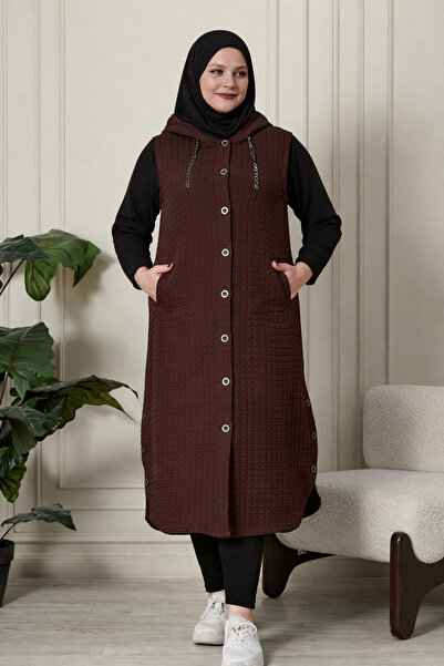 Ferace Women's Plus Size Quilted Fabric Buttoned Vest