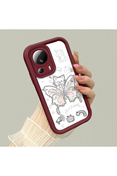 Hontinga حافظة هاتف من مادة السيليكون بنمط الفراشة متوافقة مع هاتف Mi 13 Lite...