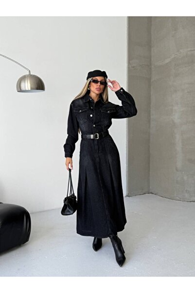 moda gk Premium A-Line Maxi Length Denim Dress