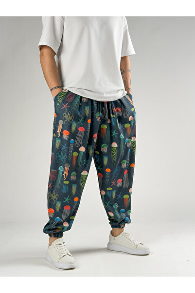 COCOPELLI Colorful Jellyfish Patterned Pleated Half Men's Shalwar Coc2824