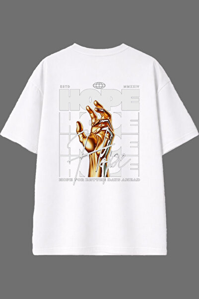 VSRN Tricou alb oversize cu imprimeu pe spate Hope Hope Design