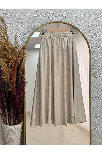 MİHRA STORE Melista Double Pocket Strawberry Flared Skirt-Mt7902 Stone