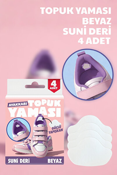 Nandy Home 4 Adet Topuk Yaması Beyaz Suni Deri - Güçlü Yapışkan BEYAZ