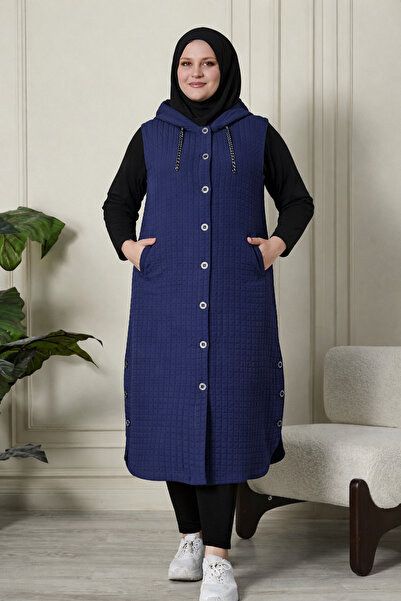 Ferace Women's Plus Size Quilted Fabric Buttoned Vest