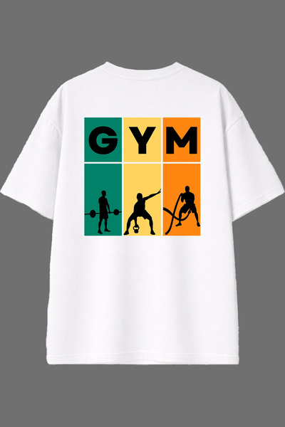 VSRN Gym 2 Design White Oversize T-Shirt with Back Print