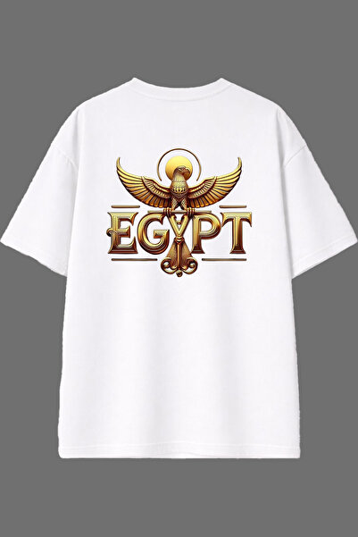 VSRN Egypt Bird Design Back Printed White Oversize t Shirt