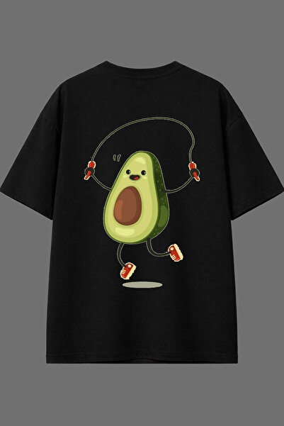 VSRN تي شيرت أسود كبير الحجم بتصميم الحبل المعلق وطباعة خلفية