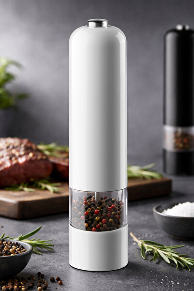 Prima Nova Paslanmaz Çelik Tuz & Karabiber Öğütücü Pilli - Beyaz