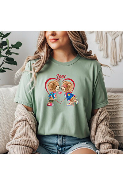 herkesemoda Αγαπημένο μπλουζάκι με στάμπα αρκουδάκι και λεπτομέρειες