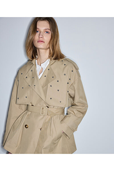 İpekyol Strass taş aksesuarlı trençkot
