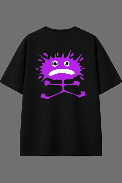 VSRN Tricou oversize negru cu imprimeu pe spate Pink Creature Design