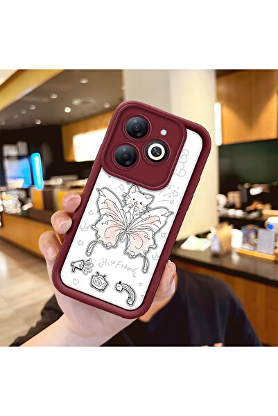 Hontinga حافظة هاتف من مادة السيليكون بنمط الفراشة متوافقة مع هاتف Infinix Sm...