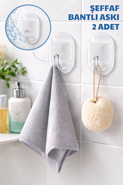 Nandy Home 2 Adet Şeffaf Bantlı Askı - Neme ve Suya Dayanıklı Askı