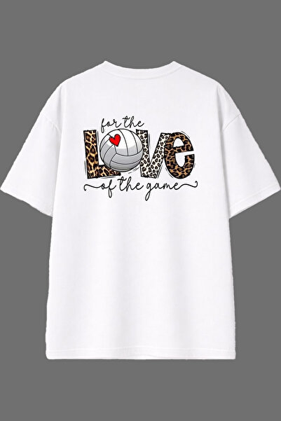VSRN Tricou supradimensionat alb cu imprimeu pe spate Love 11 Design
