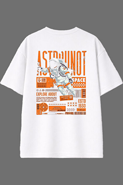 VSRN Astronaut Design Back Printed White Oversize t Shirt