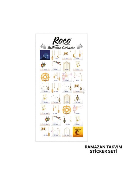 roco paper Ramazan Temalı Advent Takvim Sticker Seti - Dekoratif 30 Günlük Ca...