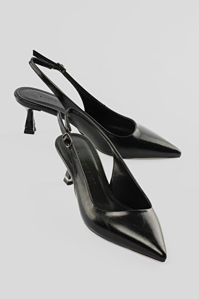 Mubiano حذاء نسائي بكعب ستيليتو مدبب ومفتوح من الخلف باللون الأسود من نورا
